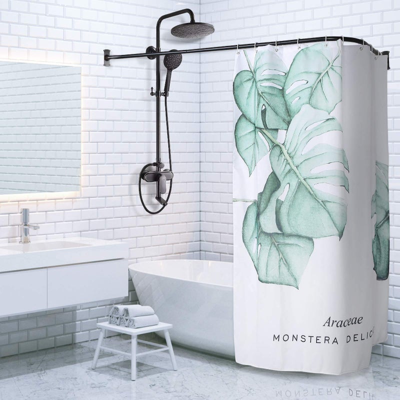 PrettyHome L Shapaed Bathroom Bathtub Corner Shower Curtain Rod Large Space 28"x68",Black Finished - Image 2
